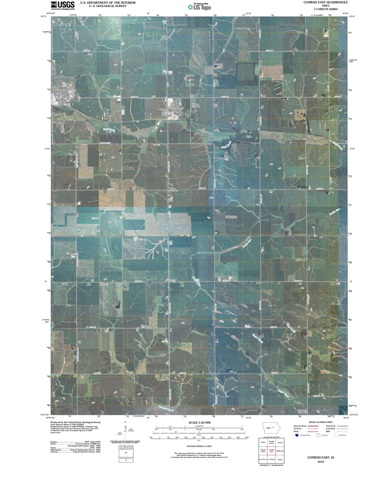 2010 Conrad East, IA - Iowa - USGS Topographic Map