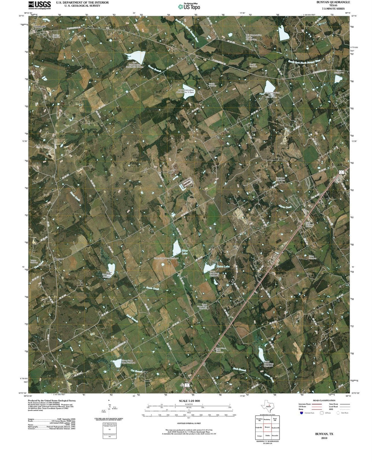 2010 Bunyan, TX - Texas - USGS Topographic Map