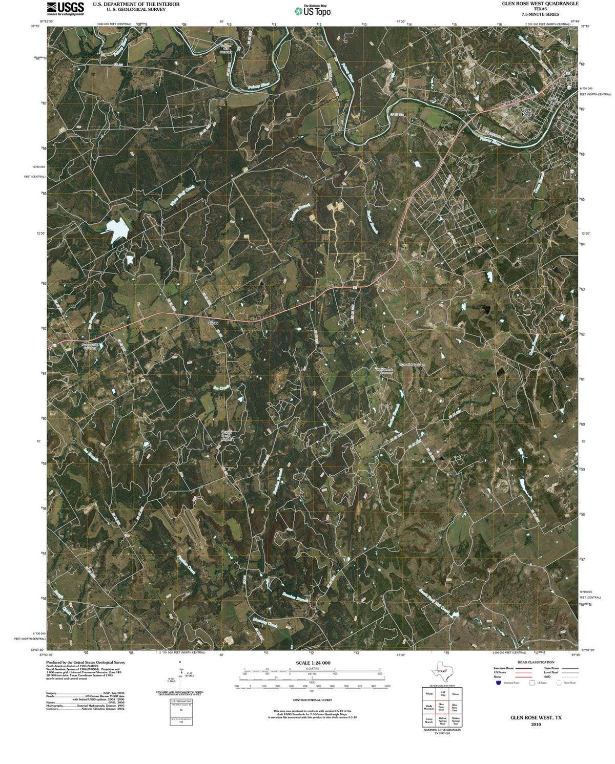 2010 Glen Rose West, TX - Texas - USGS Topographic Map