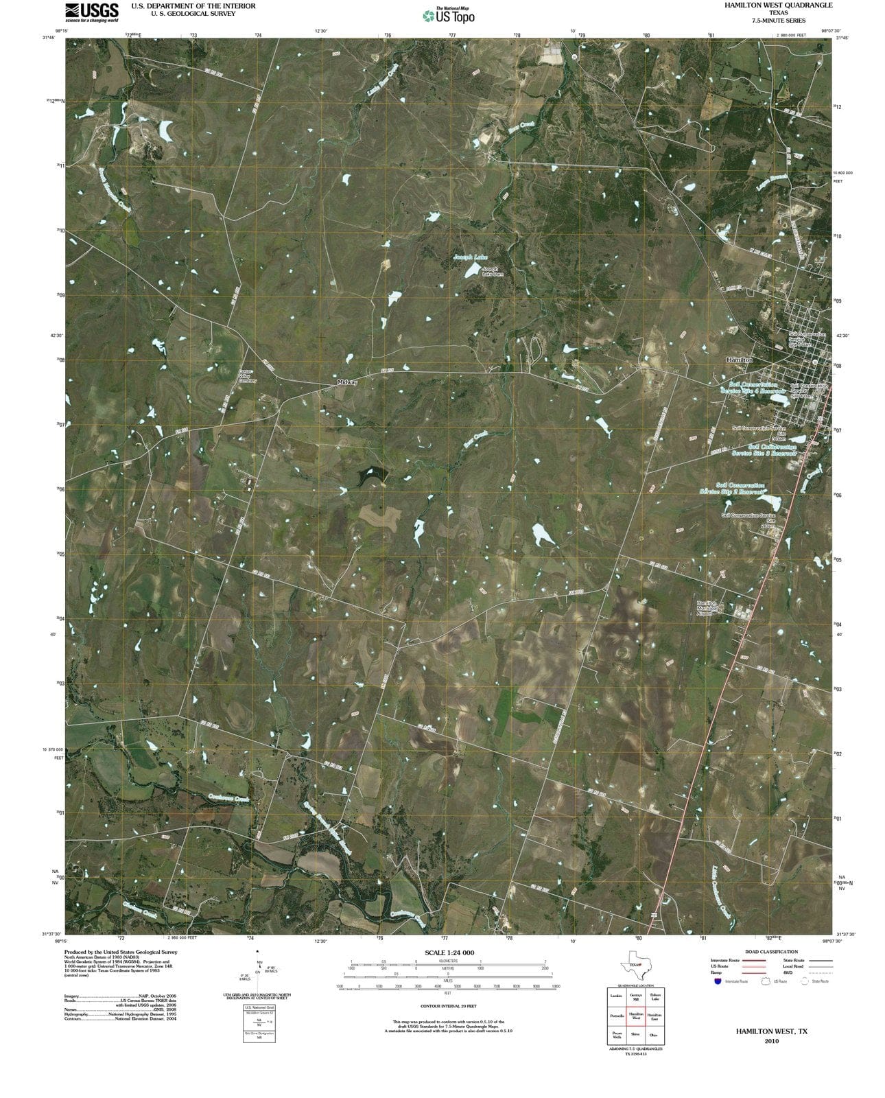 2010 Hamilton West, TX - Texas - USGS Topographic Map