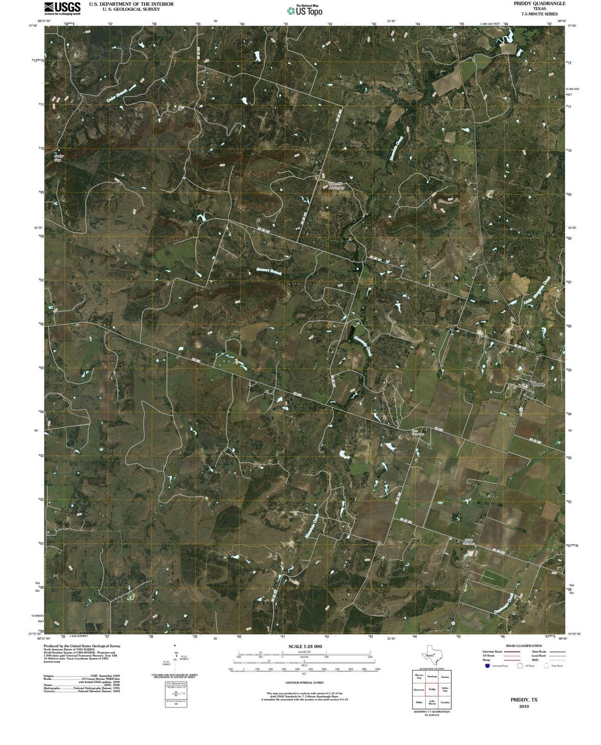 2010 Priddy, TX - Texas - USGS Topographic Map
