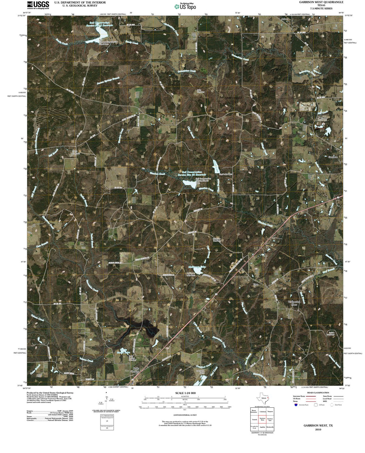 2010 Garrison West, TX - Texas - USGS Topographic Map