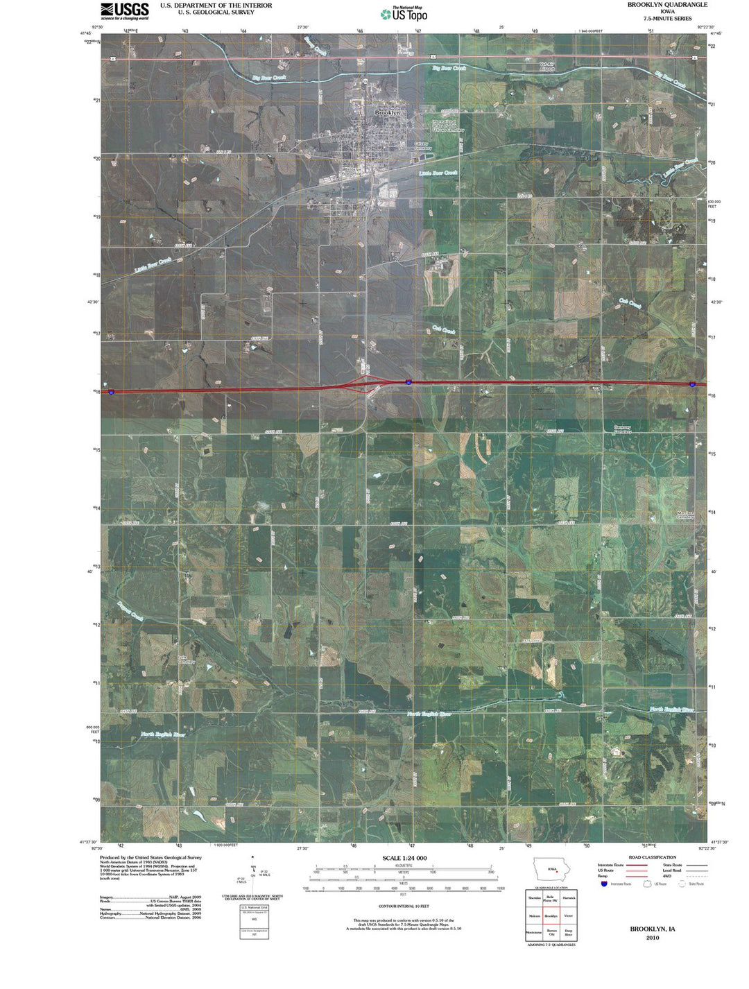 2010 Brooklyn, IA - Iowa - USGS Topographic Map