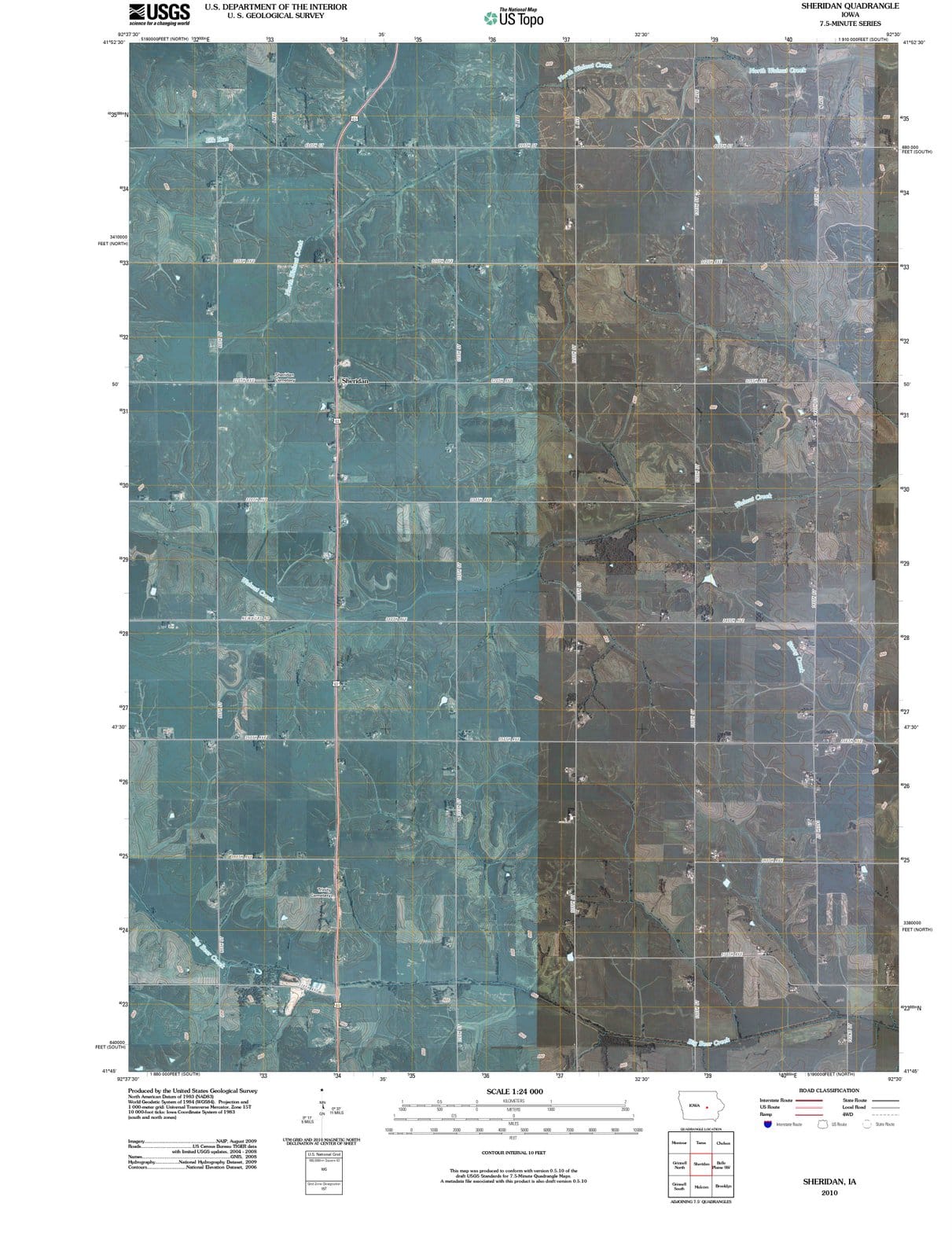 2010 Sheridan, IA - Iowa - USGS Topographic Map