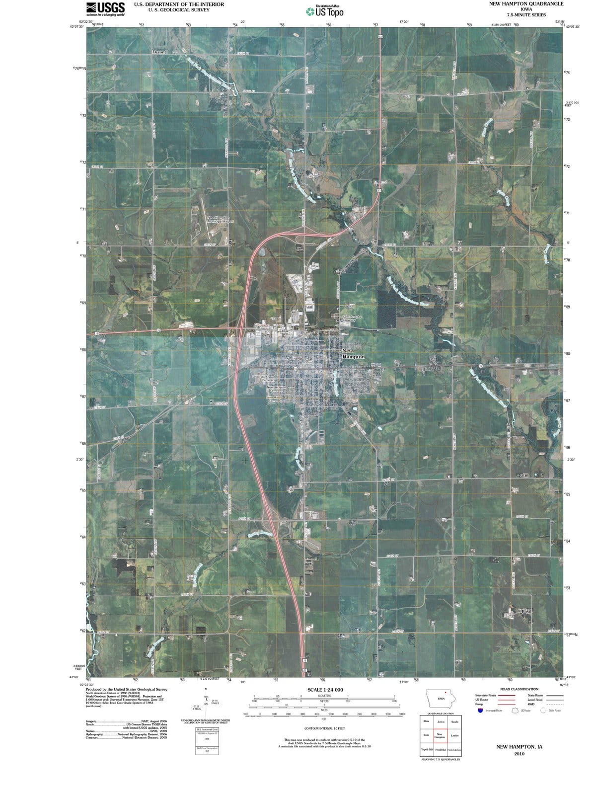 2010 New Hampton, IA - Iowa - USGS Topographic Map