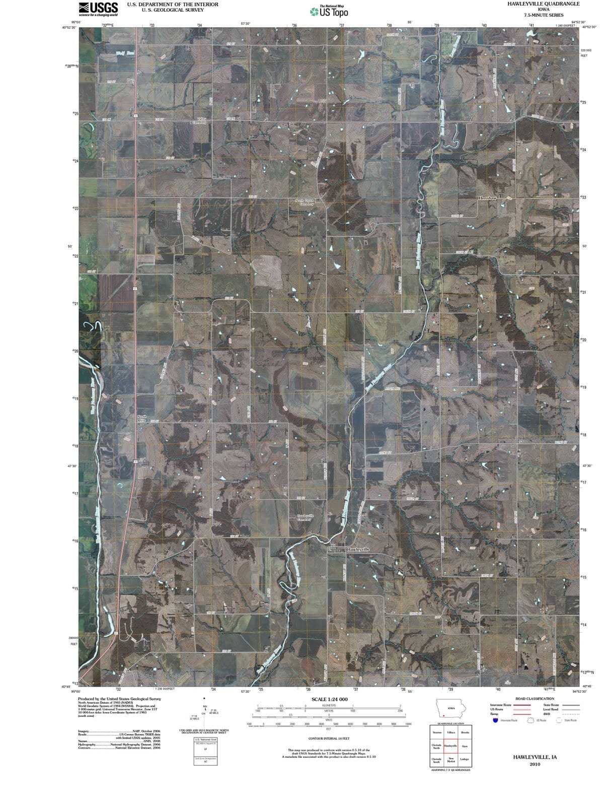 2010 Hawleyville, IA - Iowa - USGS Topographic Map