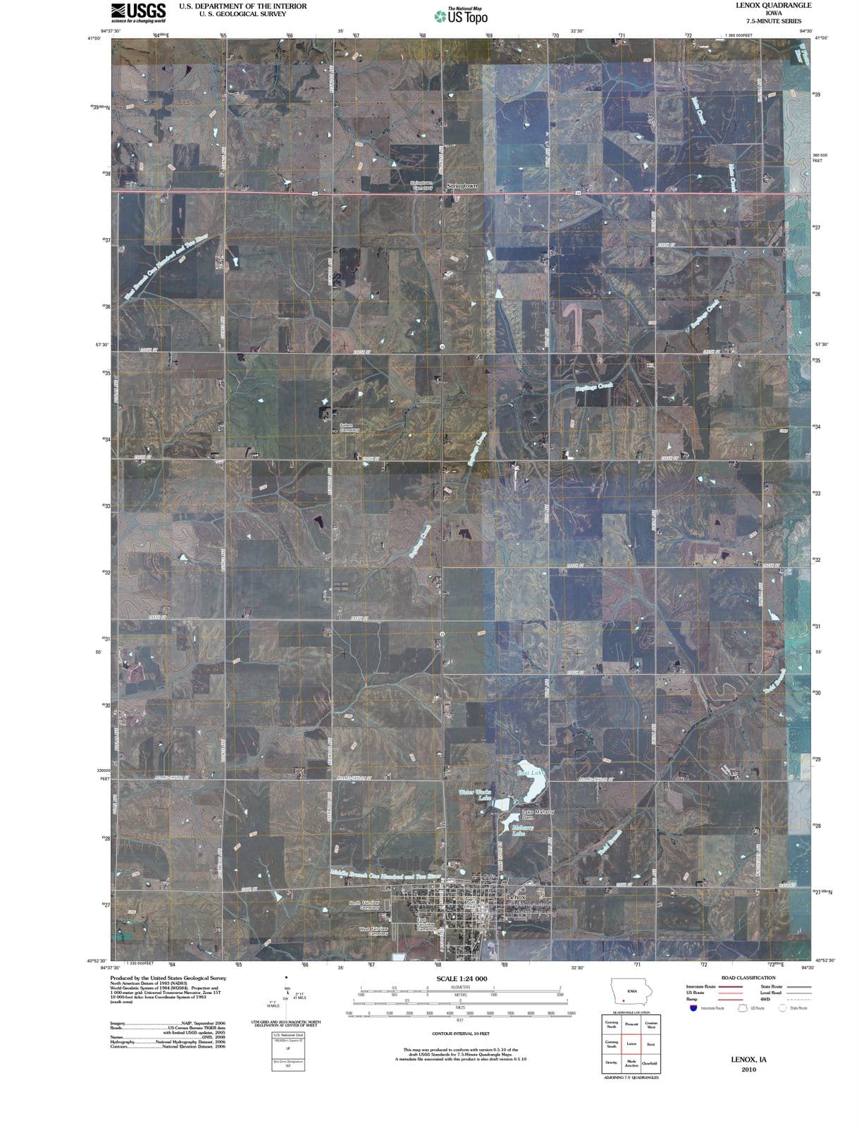 2010 Lenox, IA - Iowa - USGS Topographic Map