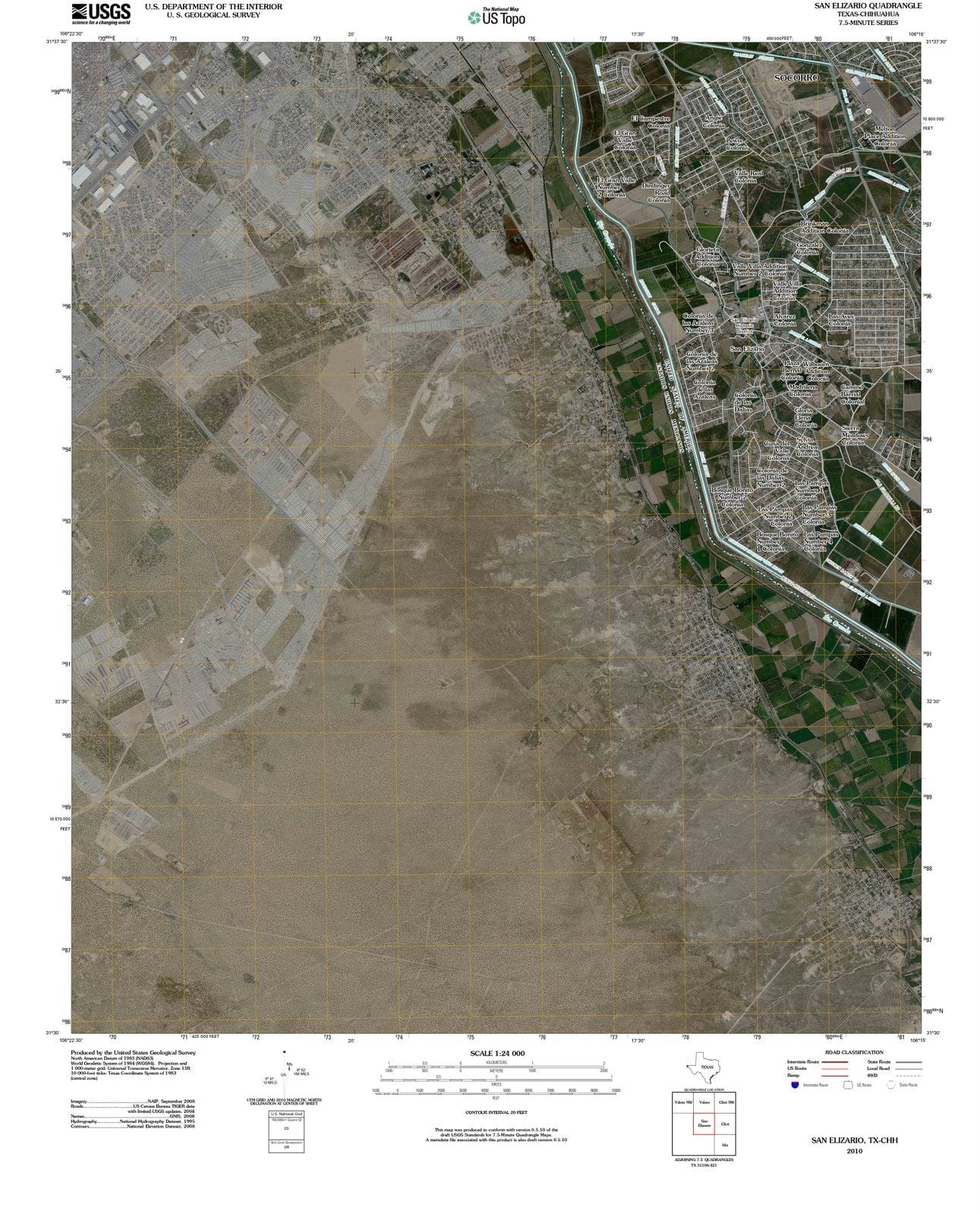 2010 San Elizario, TX - Texas - USGS Topographic Map