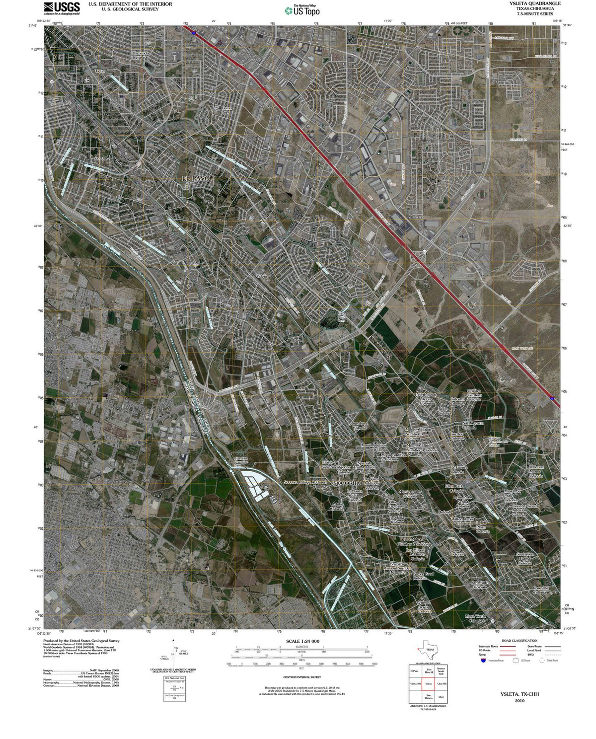 2010 Ysleta, TX - Texas - USGS Topographic Map