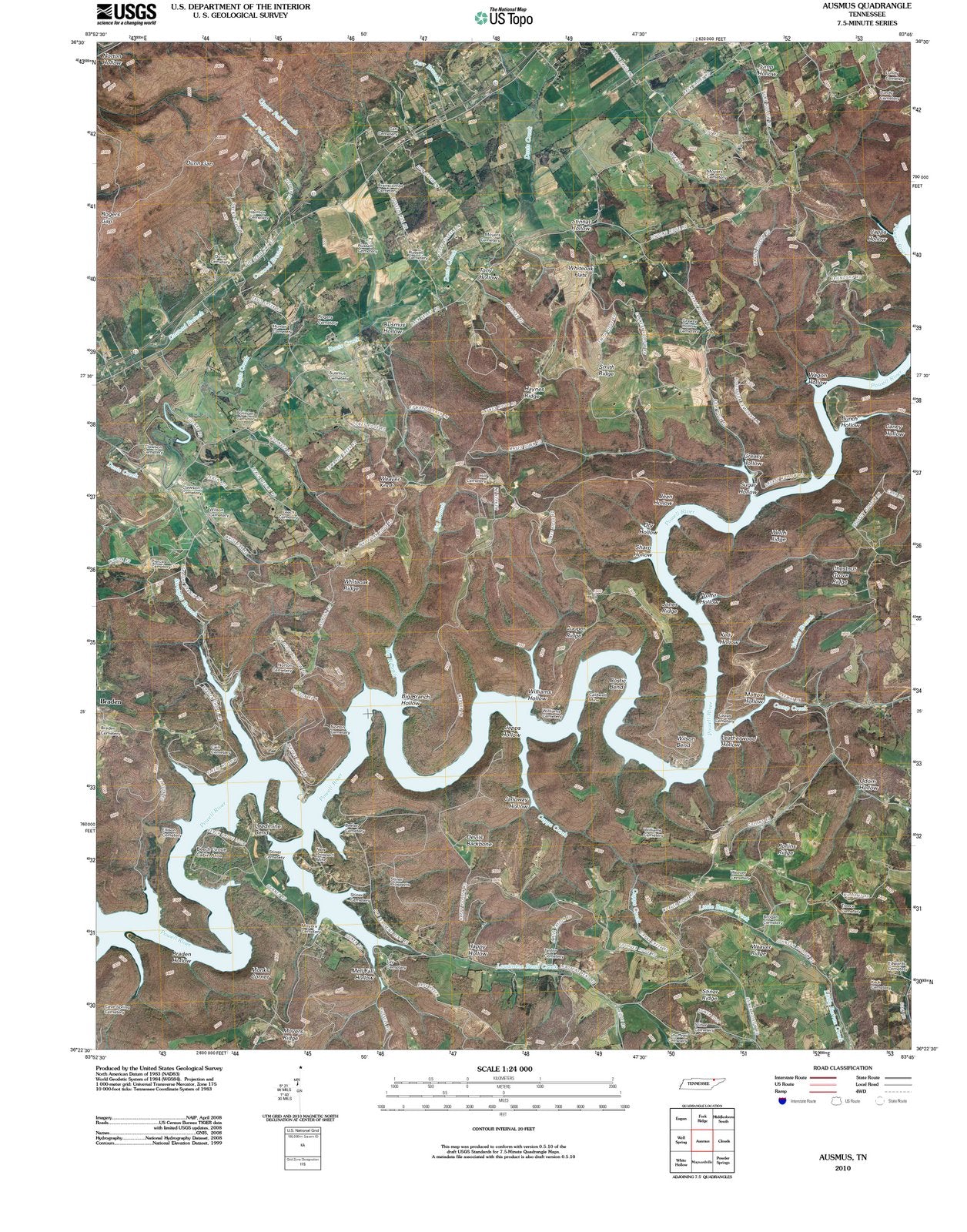 2010 Ausmus, TN - Tennessee - USGS Topographic Map