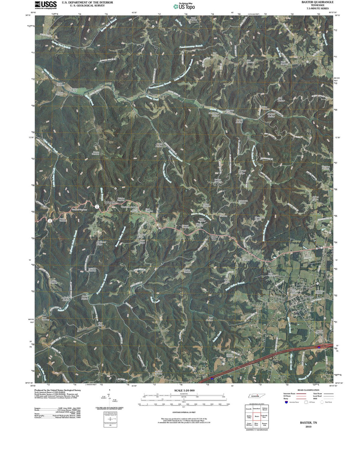 2010 Baxter, TN - Tennessee - USGS Topographic Map