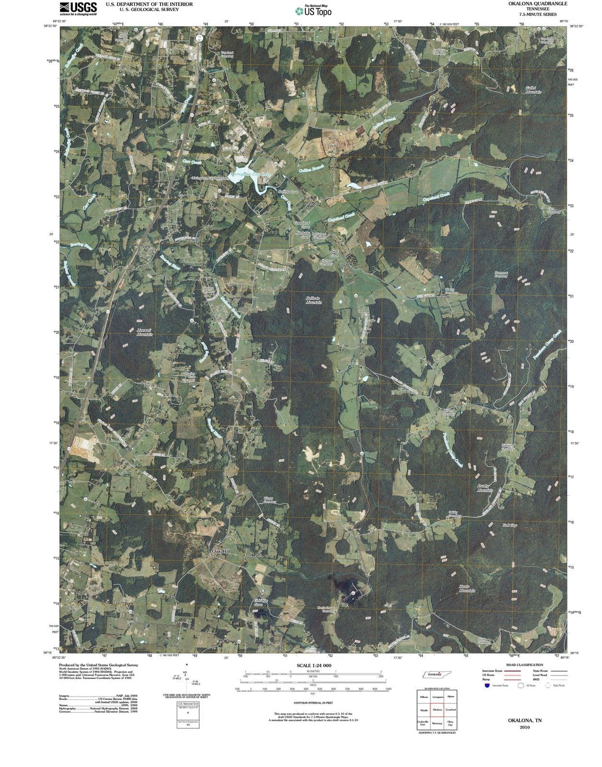 2010 Okalona, TN - Tennessee - USGS Topographic Map