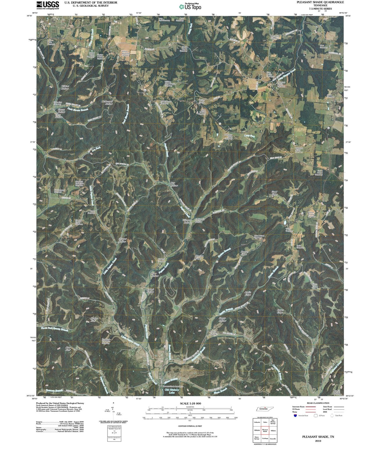 2010 Pleasant Shade, TN - Tennessee - USGS Topographic Map