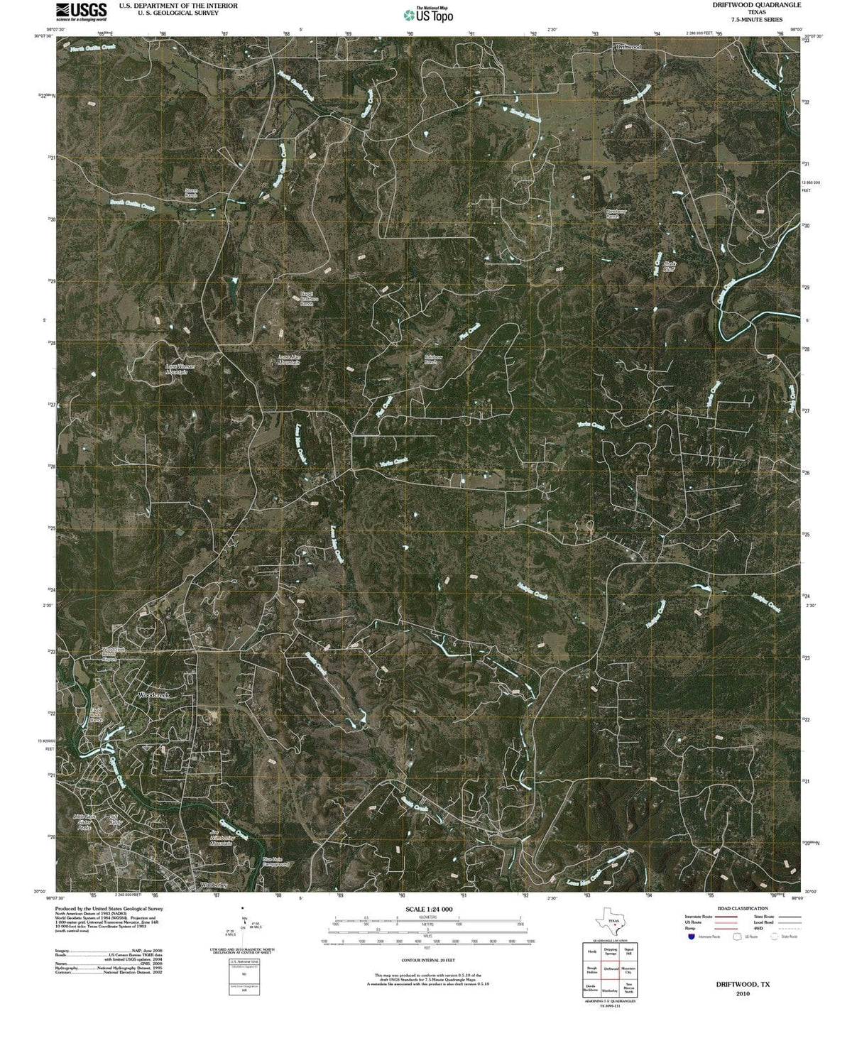 2010 Driftwood, TX - Texas - USGS Topographic Map
