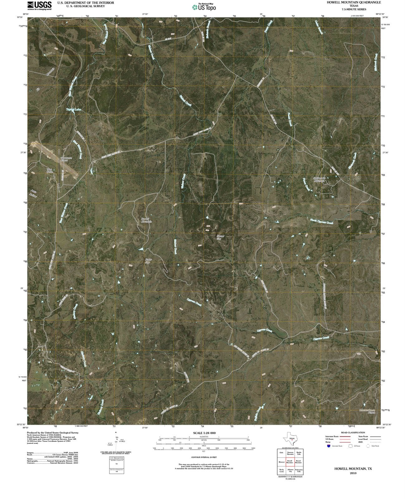2010 Howell Mountain, TX - Texas - USGS Topographic Map