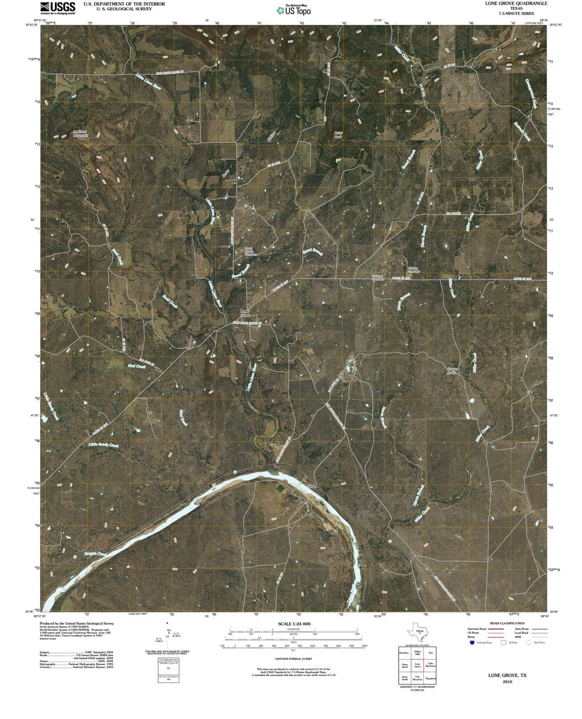 2010 Lone Grove, TX - Texas - USGS Topographic Map