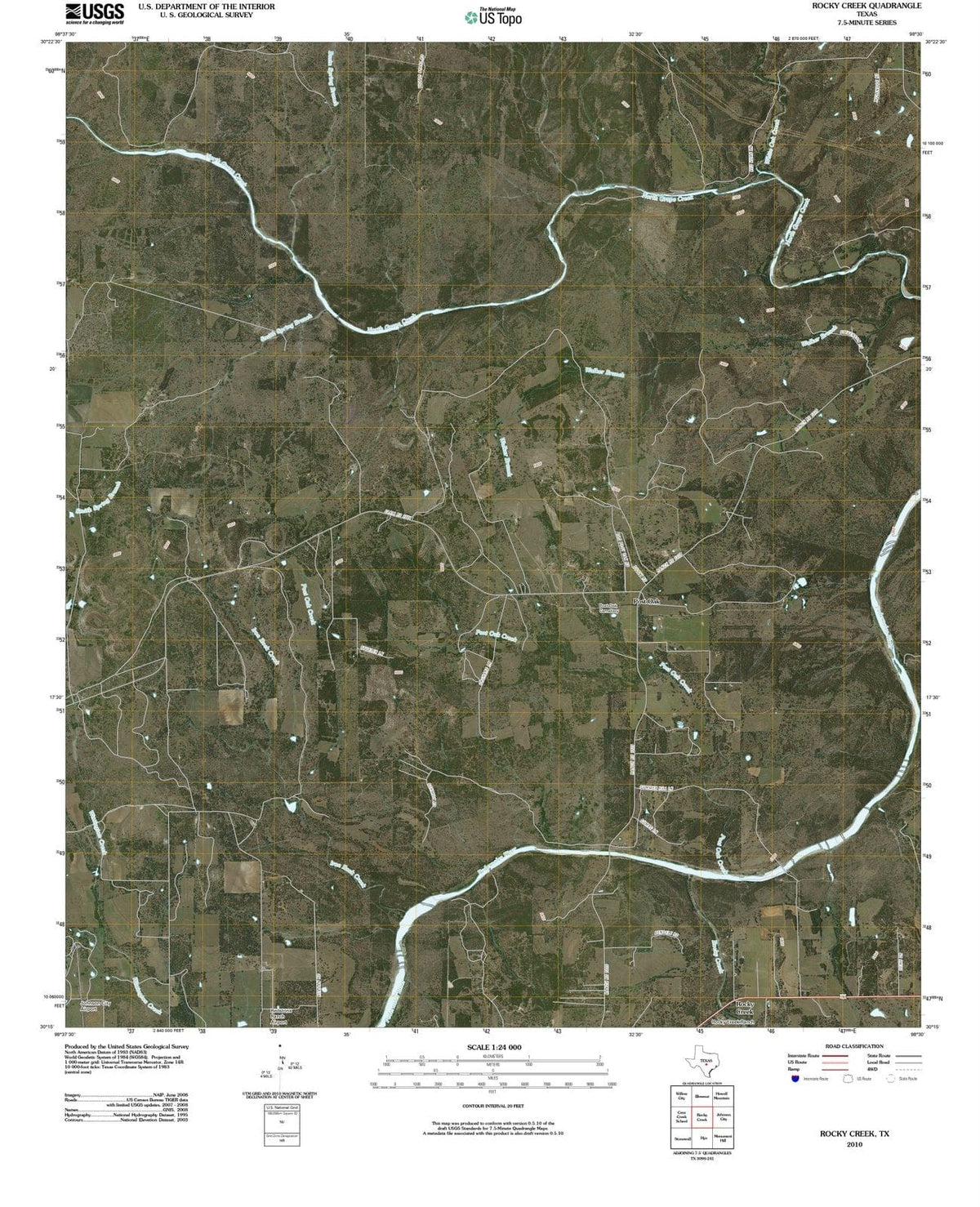 2010 Rocky Creek, TX - Texas - USGS Topographic Map