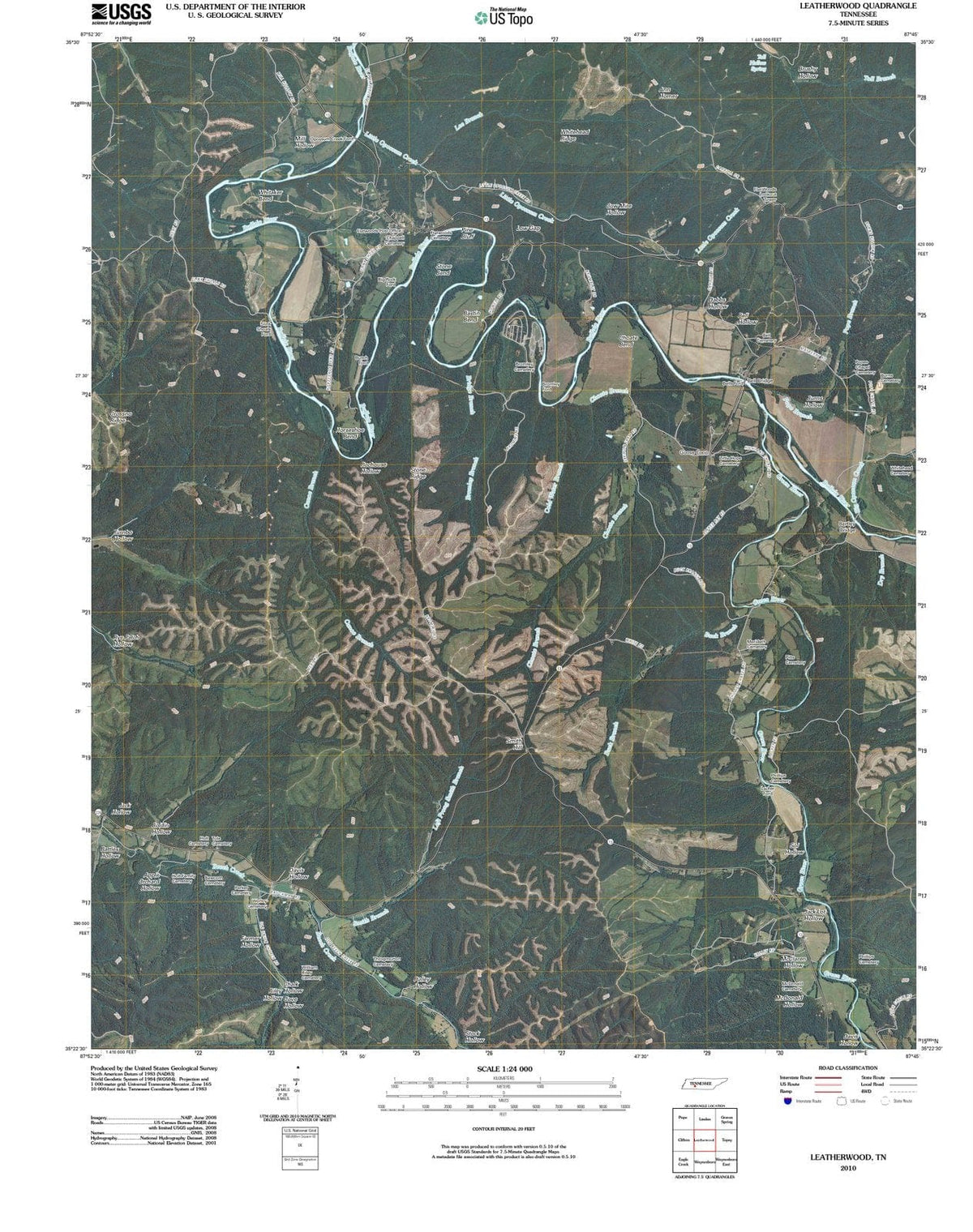 2010 Leatherwood, TN - Tennessee - USGS Topographic Map