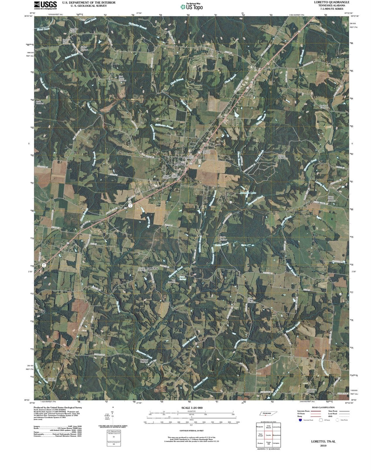 2010 Loretto, TN - Tennessee - USGS Topographic Map