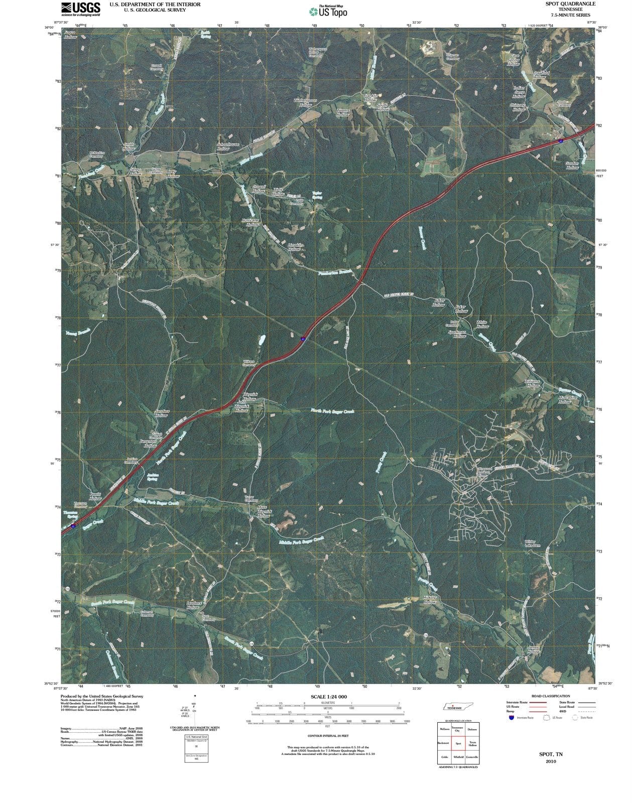 2010 Spot, TN - Tennessee - USGS Topographic Map