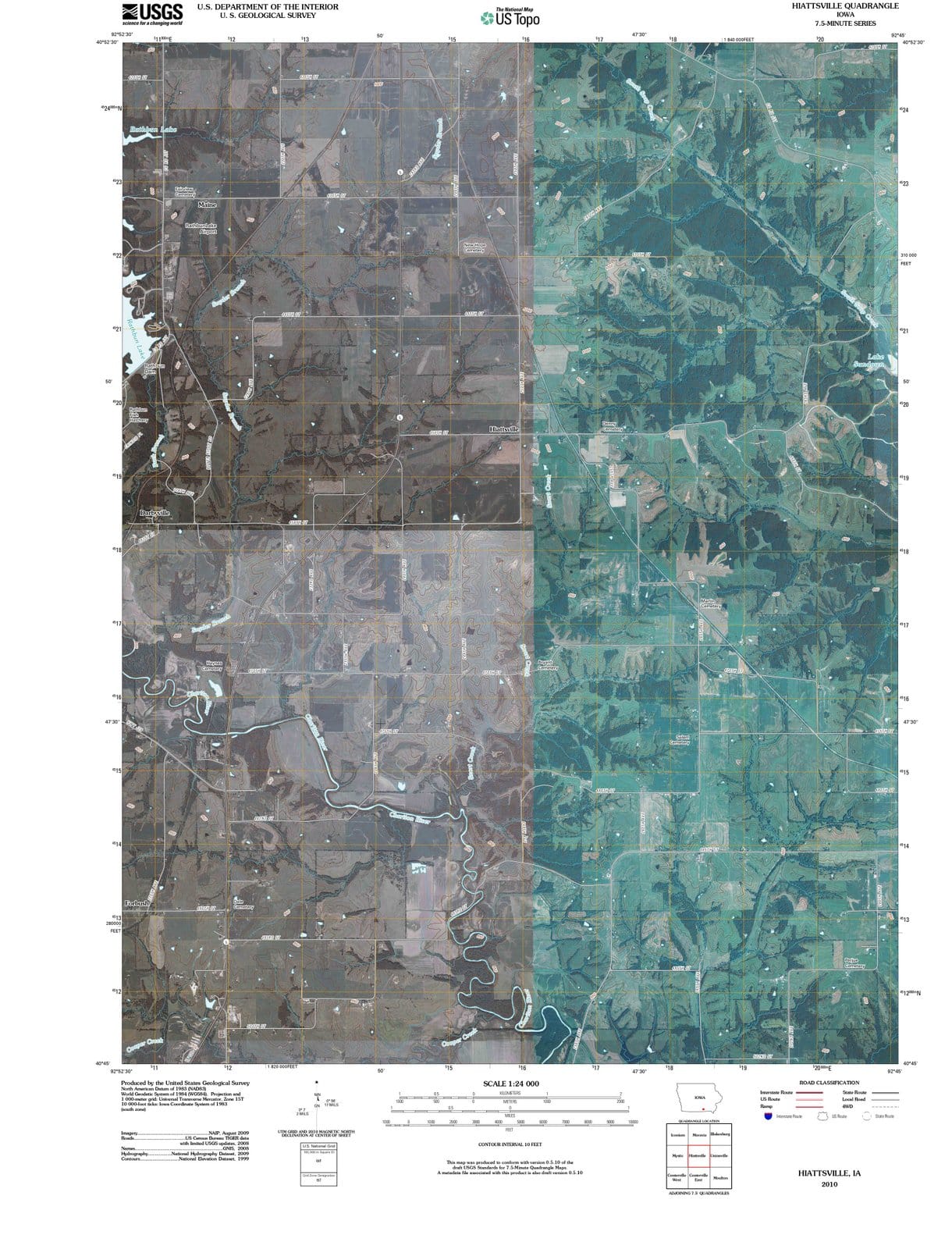 2010 Hiattsville, IA - Iowa - USGS Topographic Map