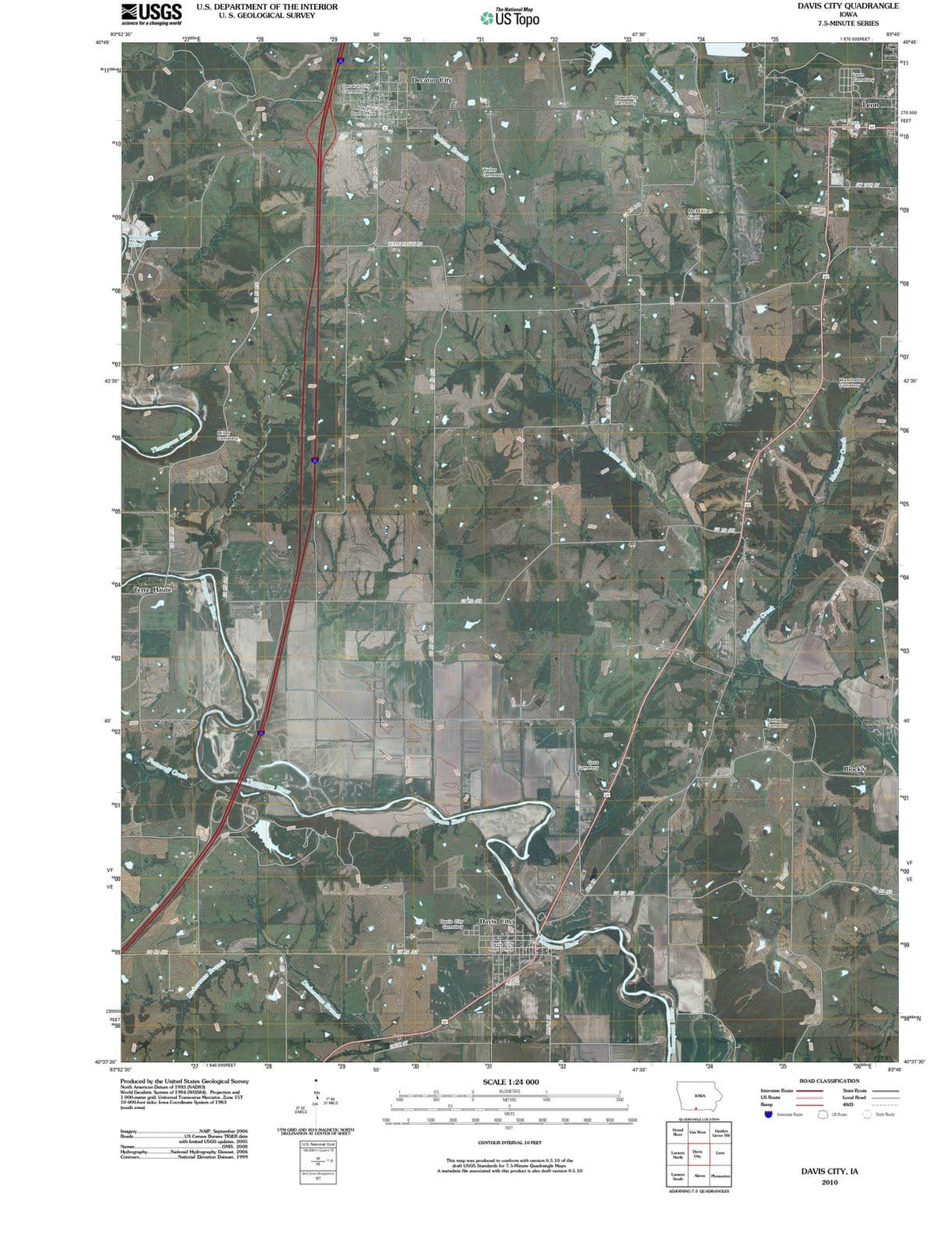 2010 Davis City, IA - Iowa - USGS Topographic Map