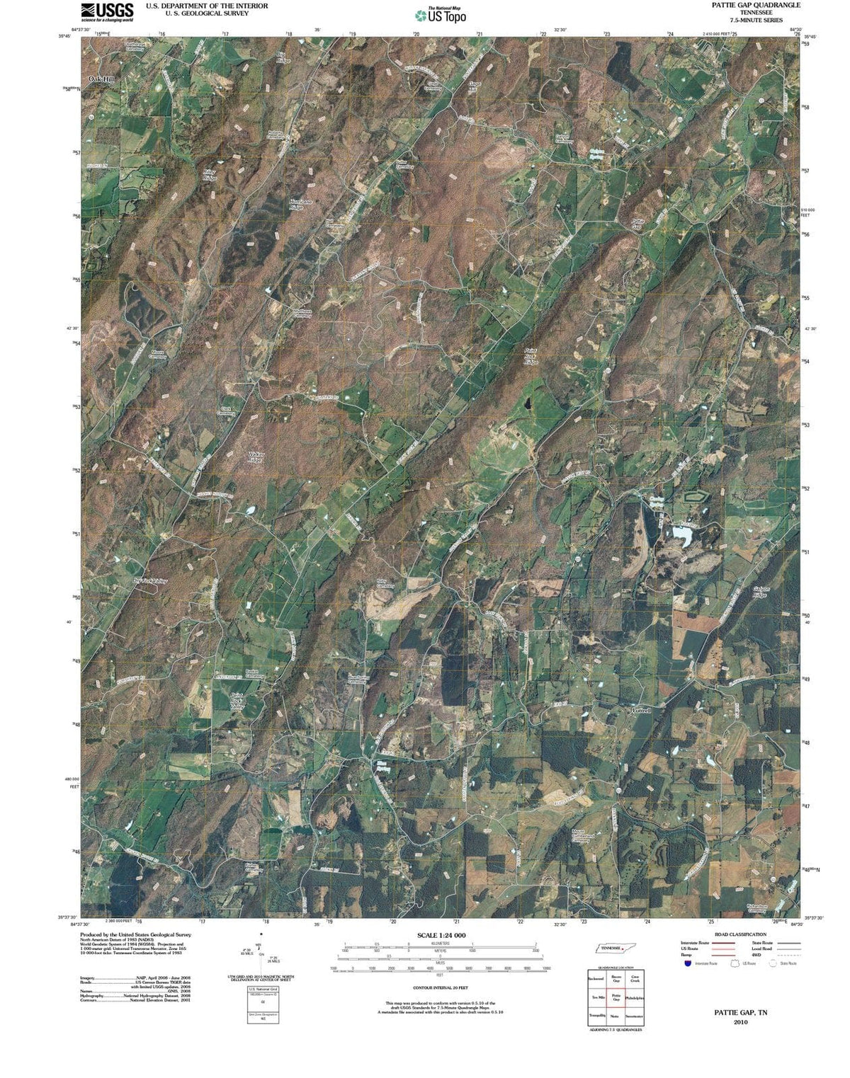 2010 Pattie Gap, TN - Tennessee - USGS Topographic Map