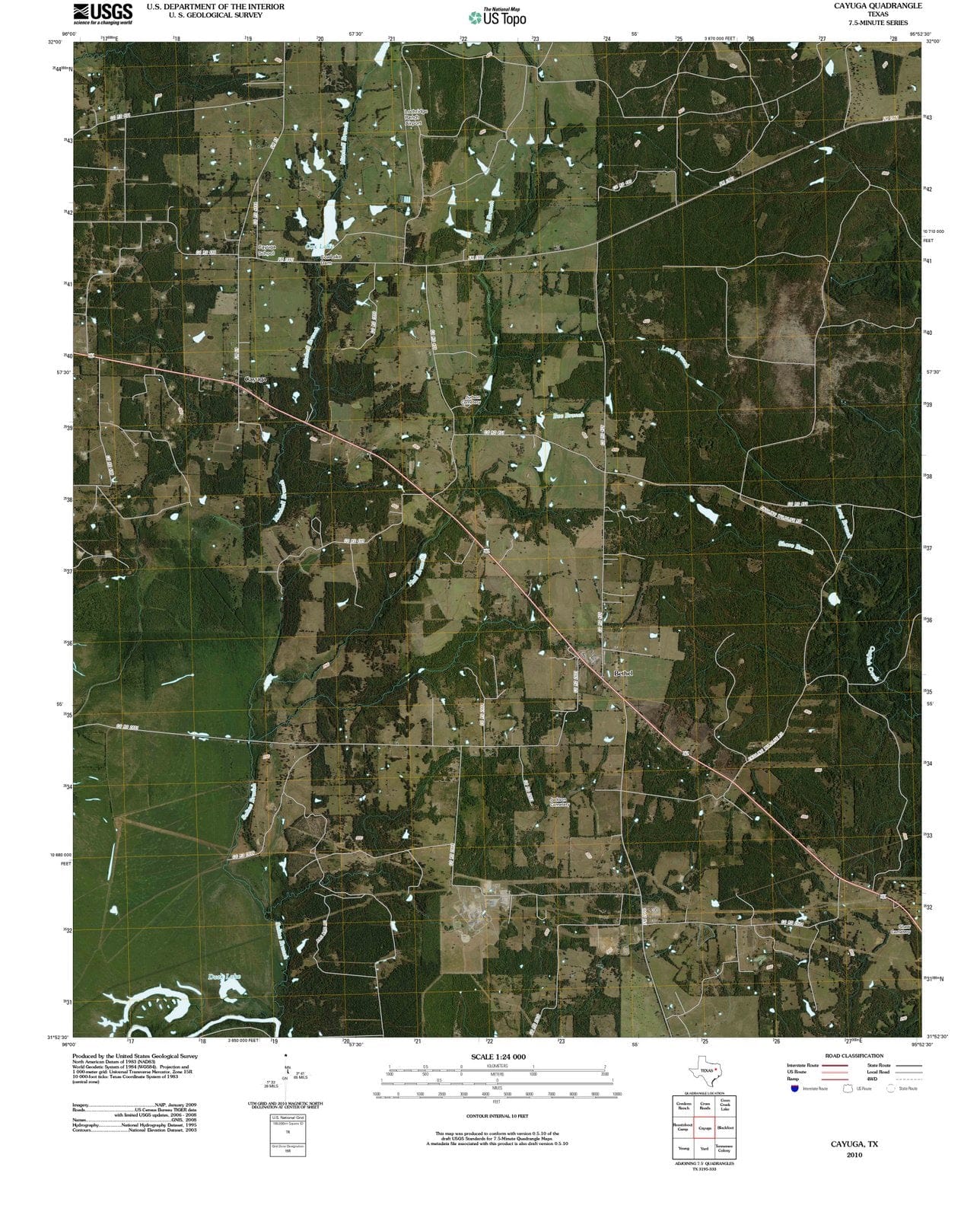 2010 Cayuga, TX - Texas - USGS Topographic Map
