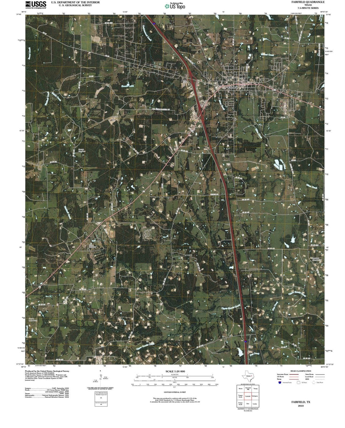 2010 Fairfield, TX - Texas - USGS Topographic Map