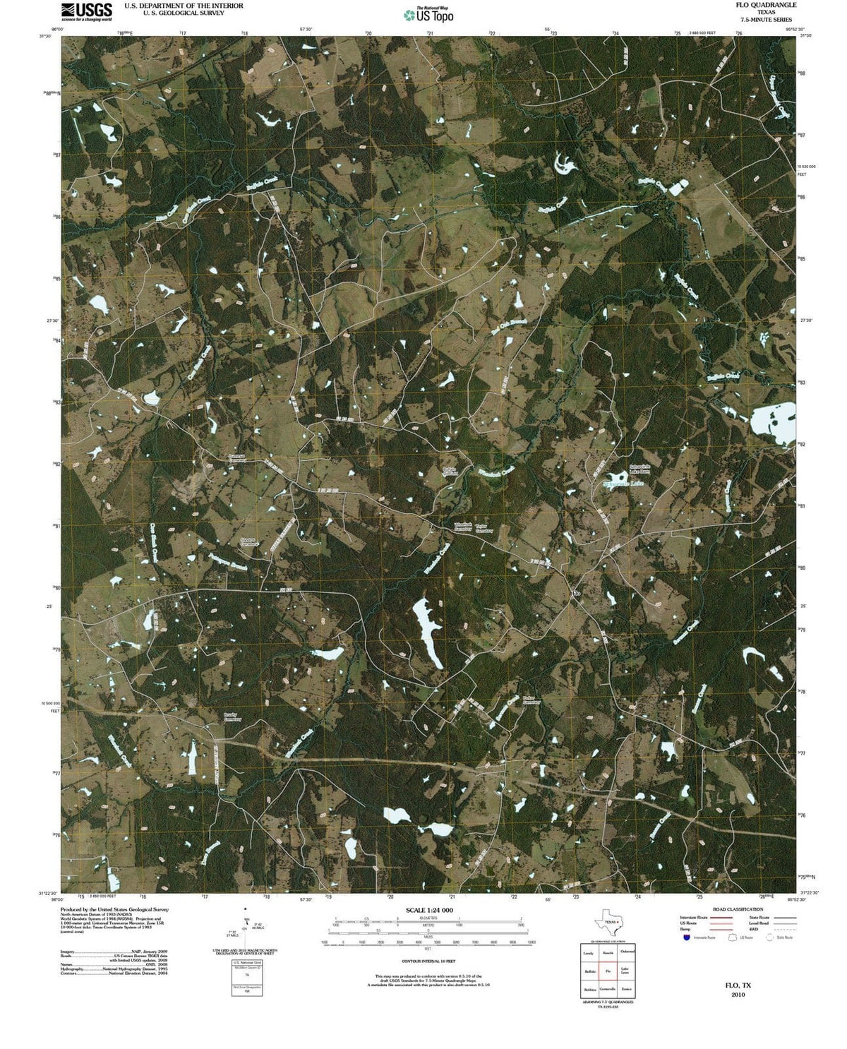 2010 Flo, TX - Texas - USGS Topographic Map