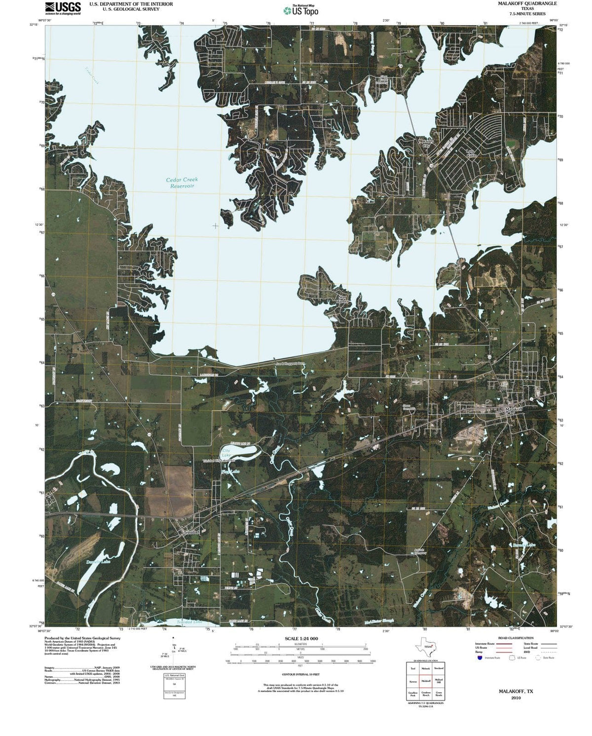 2010 Malakoff, TX - Texas - USGS Topographic Map