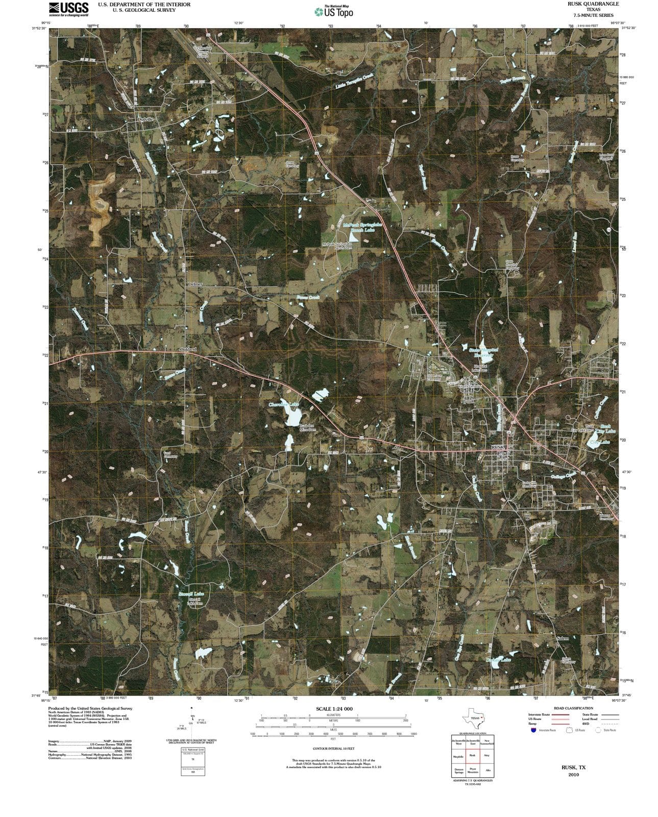 2010 Rusk, TX - Texas - USGS Topographic Map