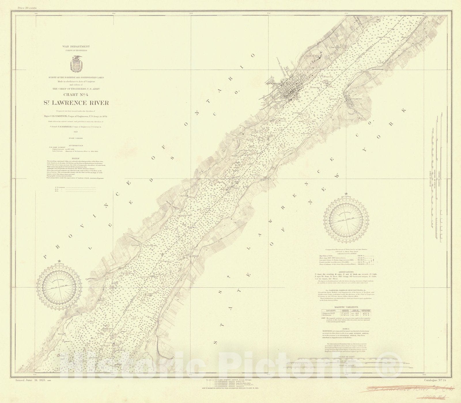 Historic Nautical Map - St. Lawrence River, 1923 NOAA Chart - Vintage Wall Art