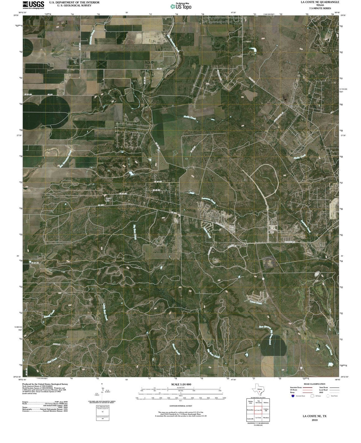 2010 La Coste, TX - Texas - USGS Topographic Map