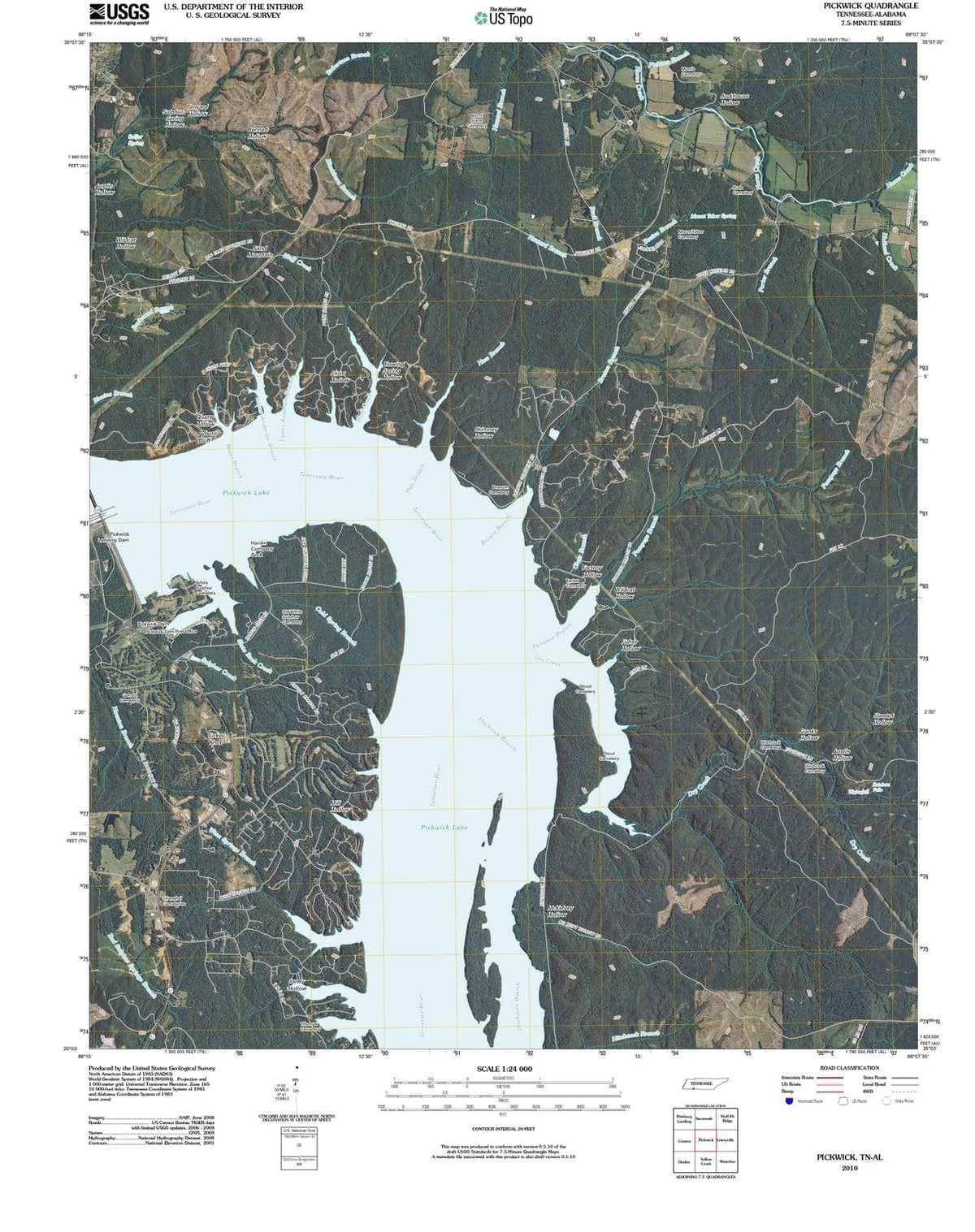 2010 Pickwick, TN - Tennessee - USGS Topographic Map