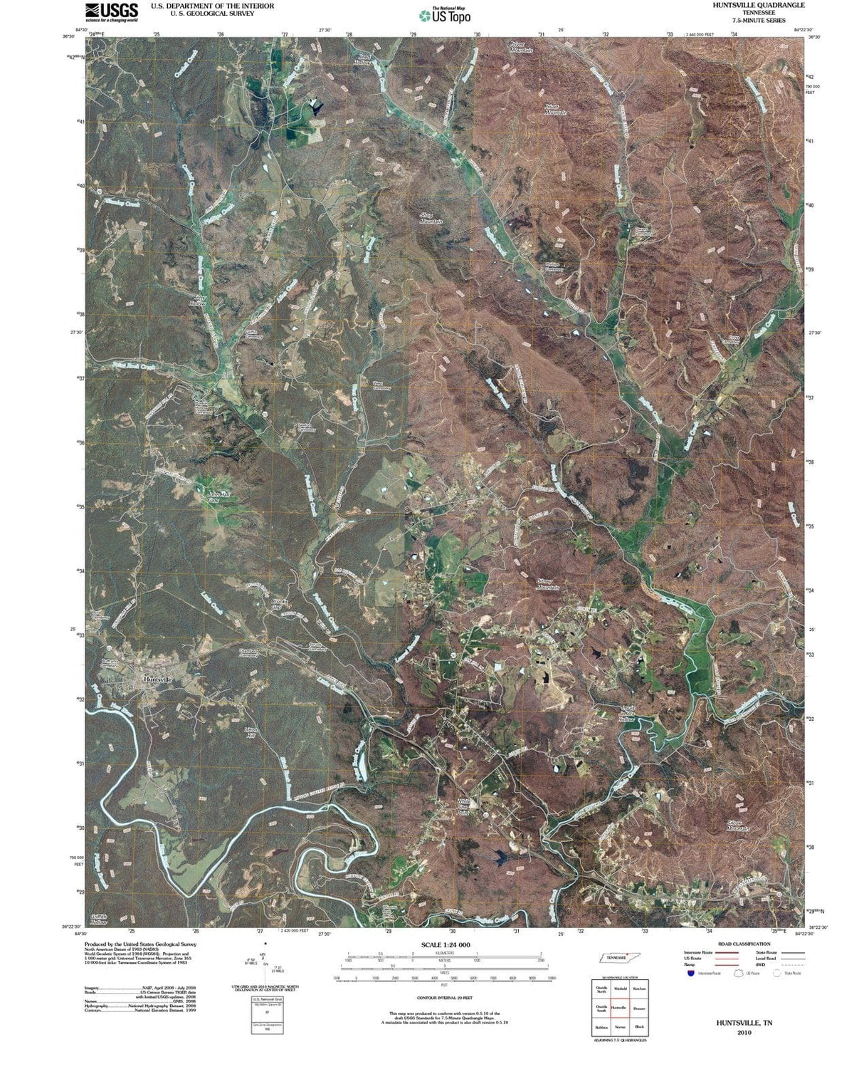 2010 Huntsville, TN - Tennessee - USGS Topographic Map