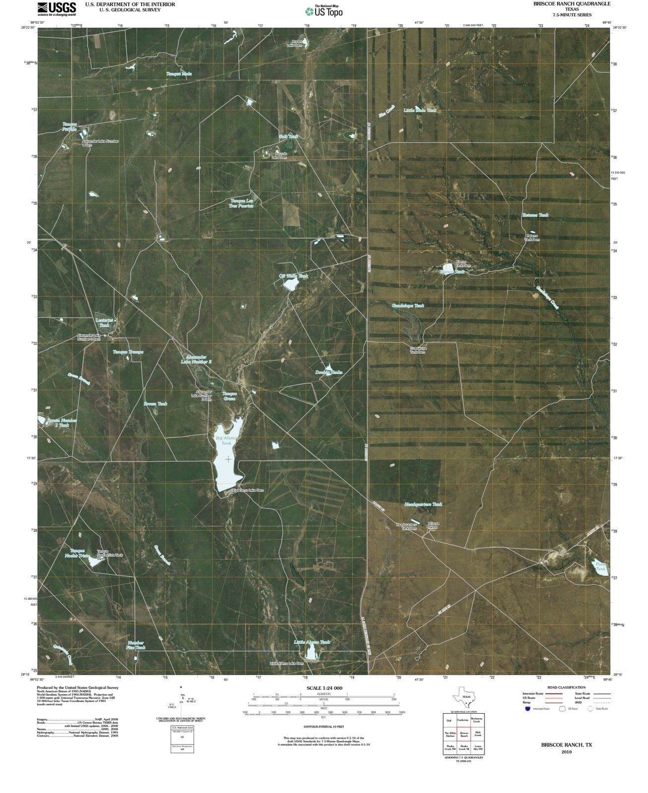 2010 Briscoe Ranch, TX - Texas - USGS Topographic Map