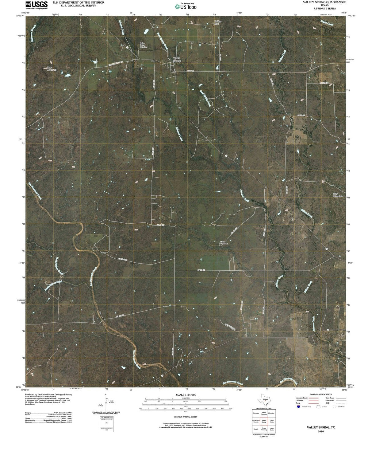 2010 Valley Spring, TX - Texas - USGS Topographic Map