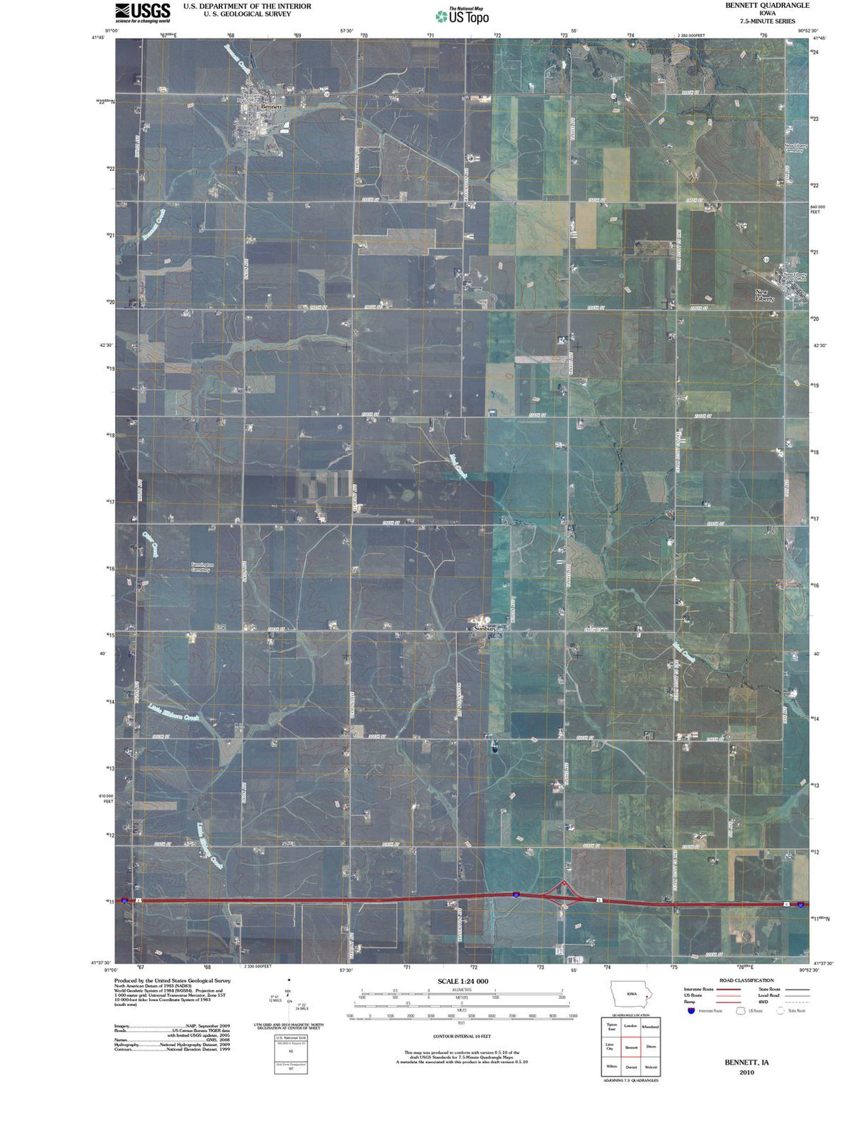 2010 Bennett, IA - Iowa - USGS Topographic Map