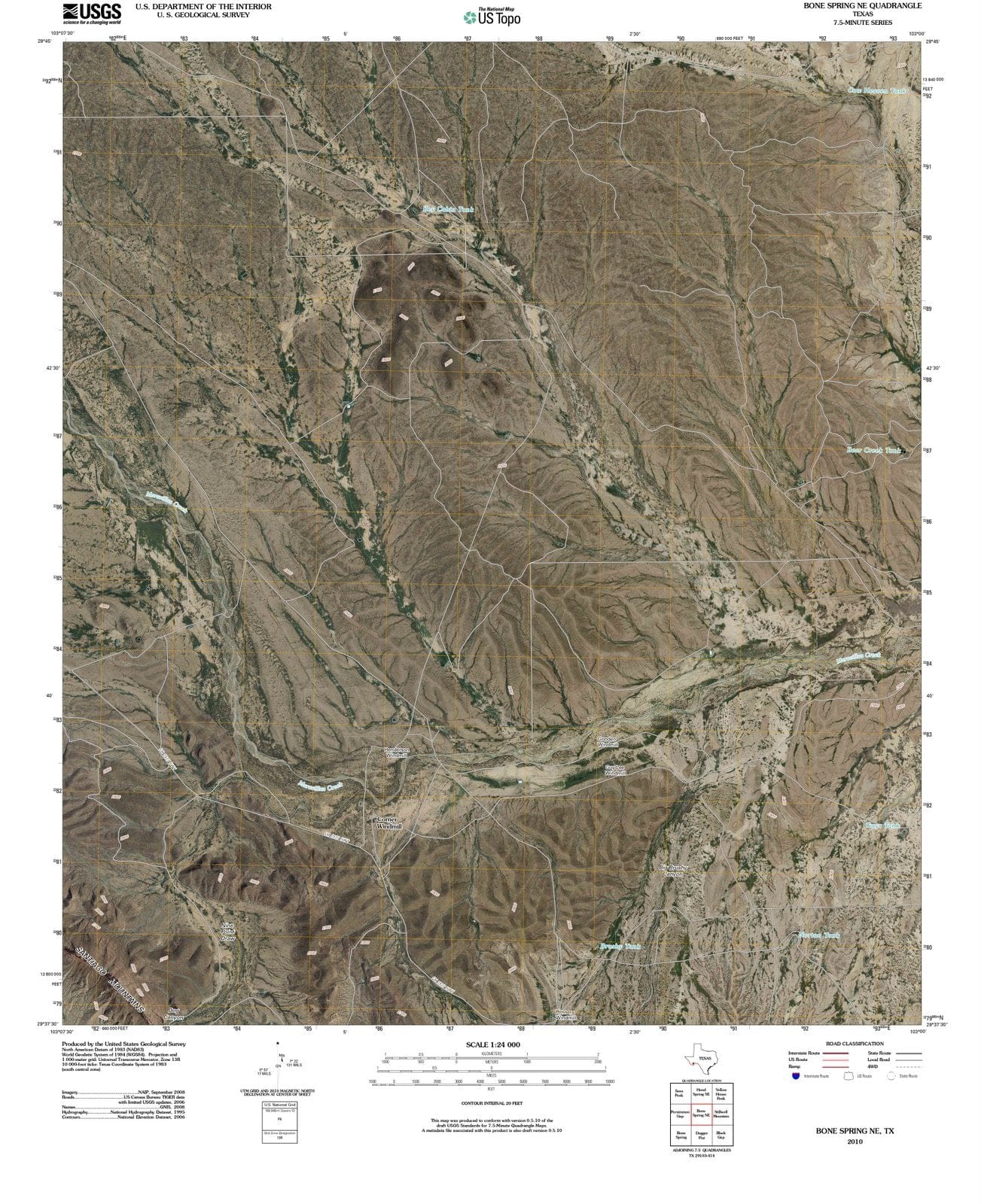2010 Bone Spring, TX - Texas - USGS Topographic Map