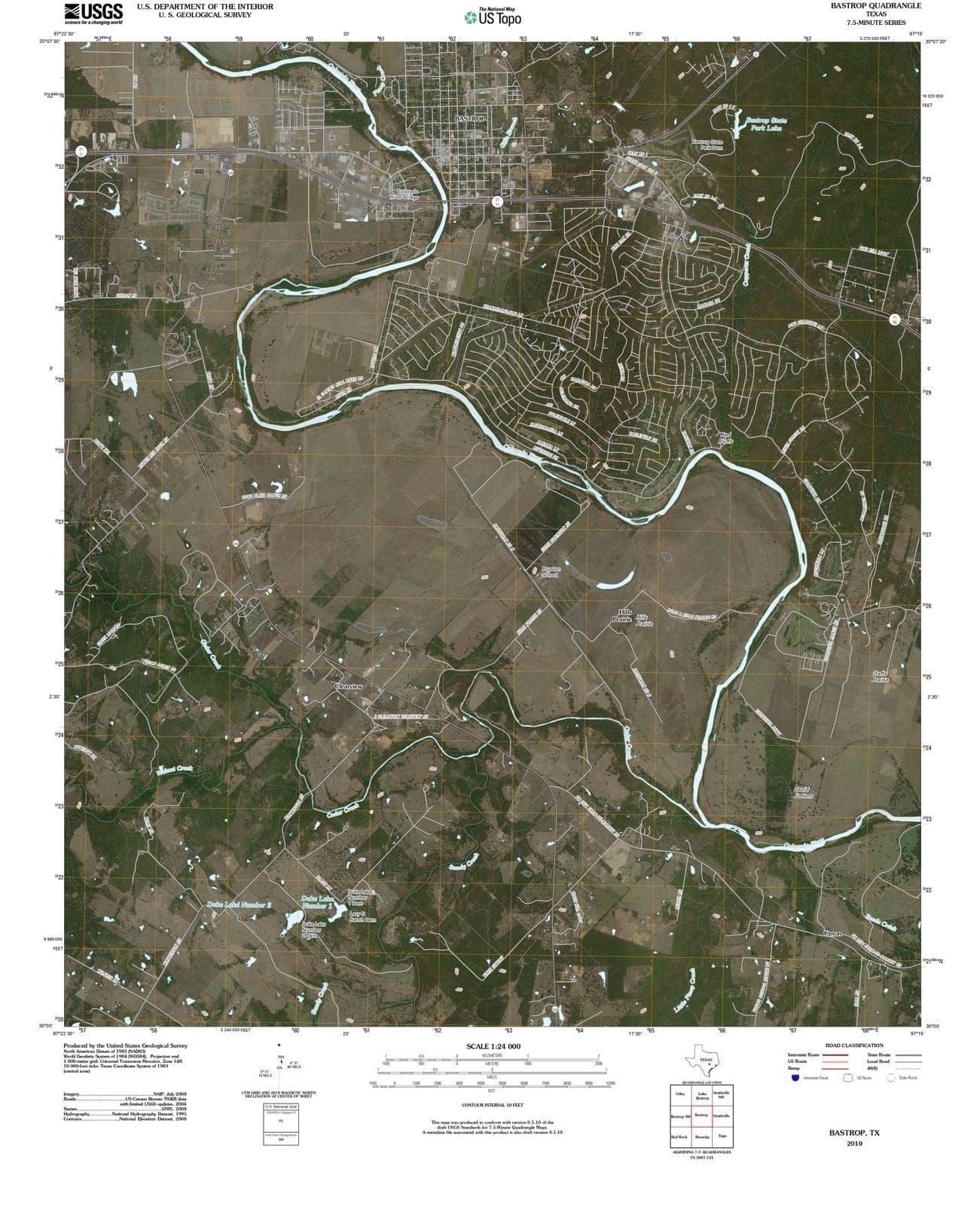2010 Bastrop, TX - Texas - USGS Topographic Map