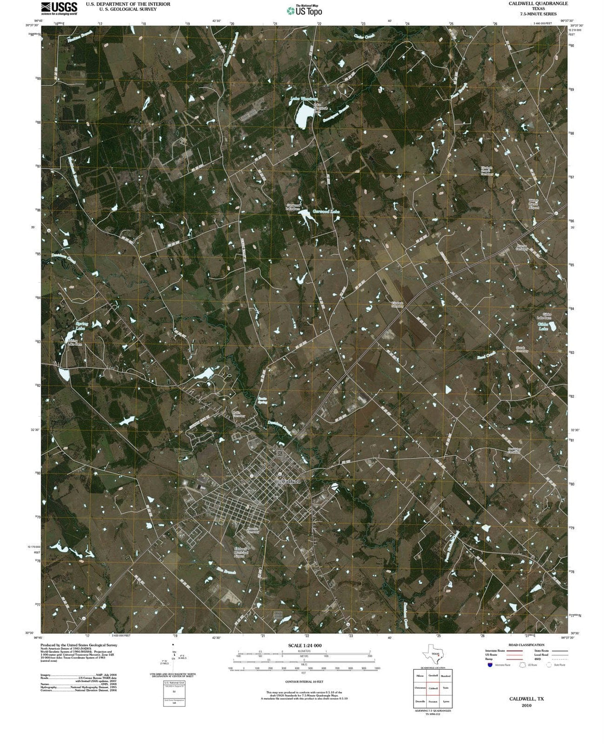 2010 Caldwell, TX - Texas - USGS Topographic Map