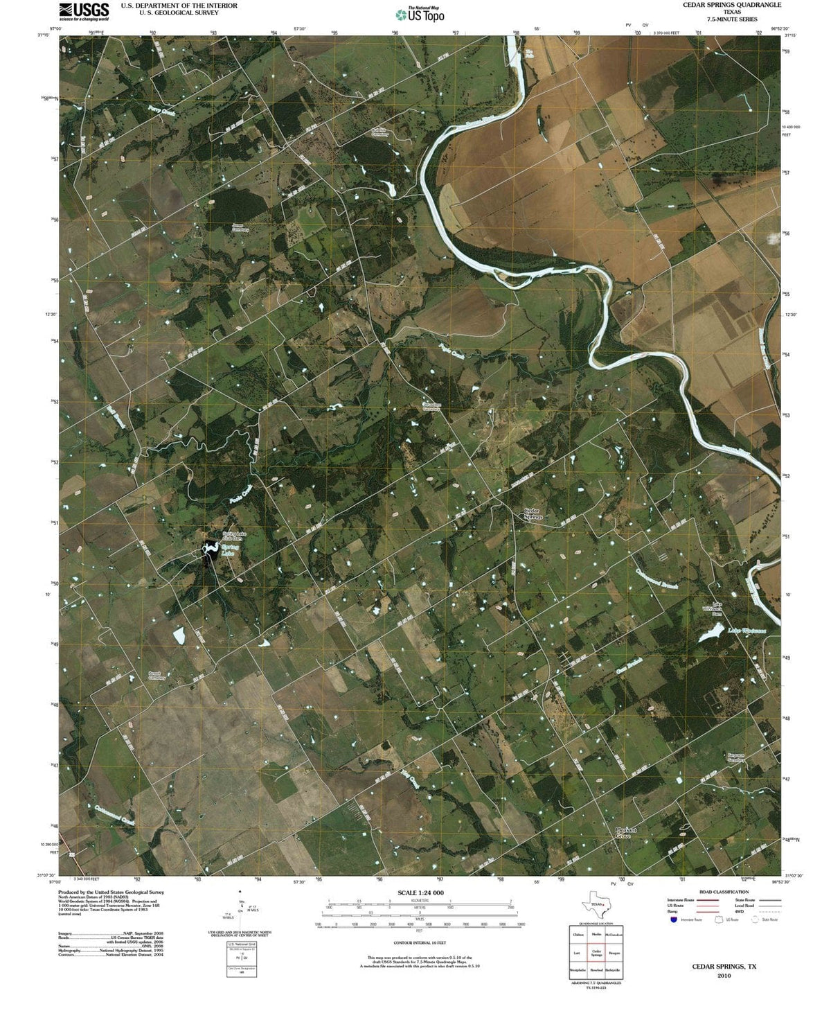 2010 Cedar Springs, TX - Texas - USGS Topographic Map