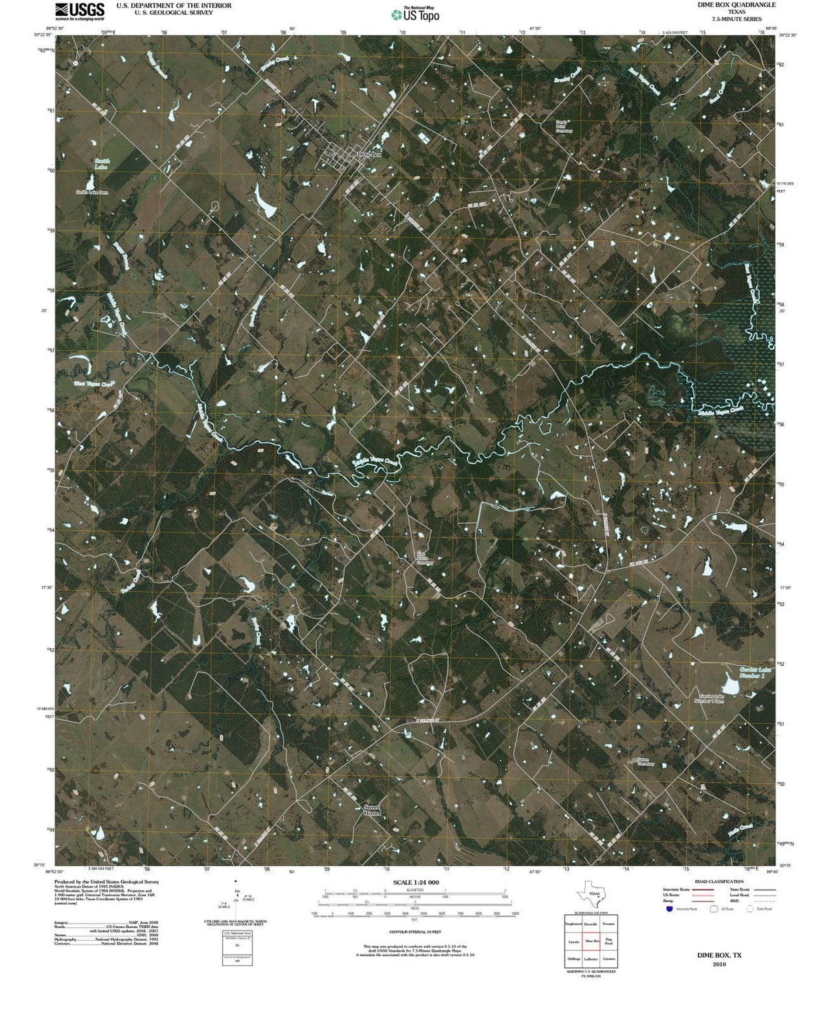 2010 Dime Box, TX - Texas - USGS Topographic Map