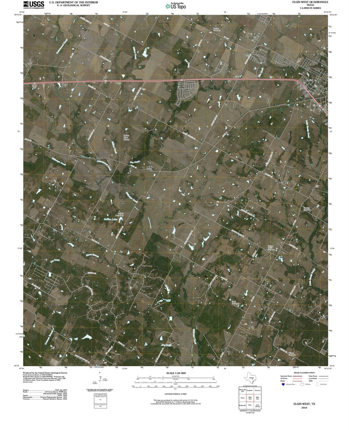 2010 Elgin West, TX - Texas - USGS Topographic Map