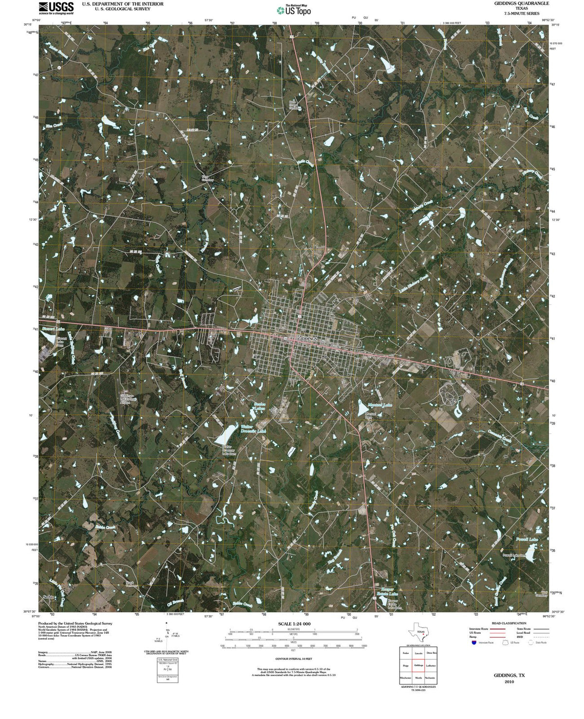 2010 Giddings, TX - Texas - USGS Topographic Map