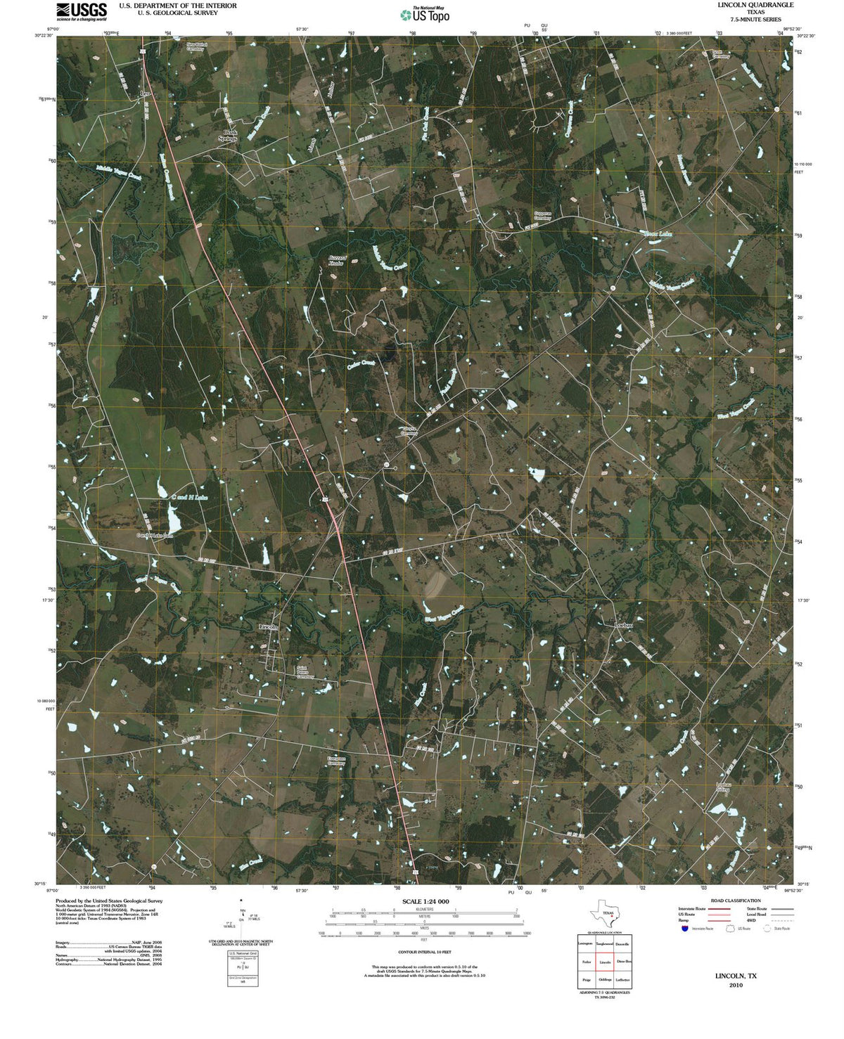 2010 Lincoln, TX - Texas - USGS Topographic Map