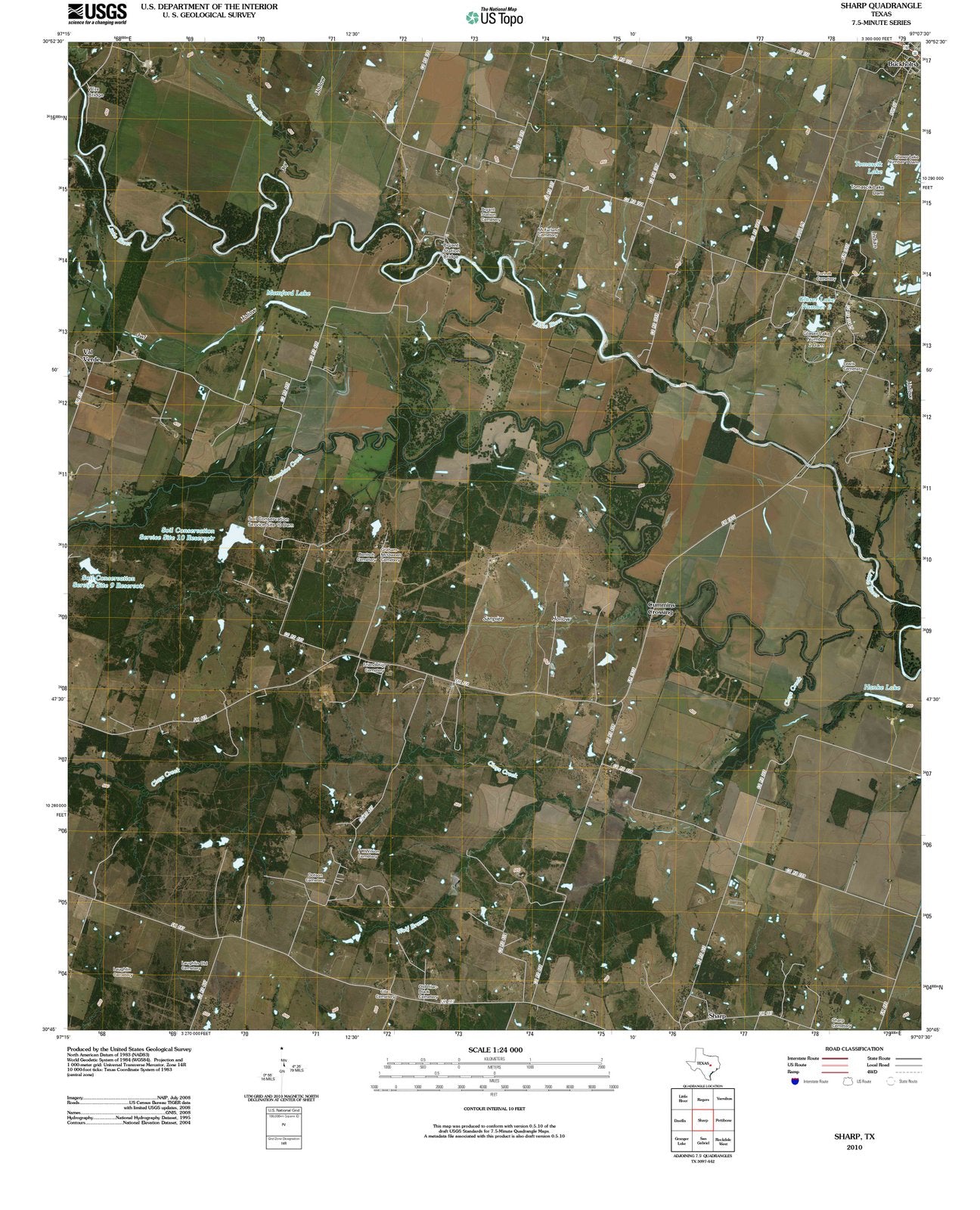 2010 Sharp, TX - Texas - USGS Topographic Map