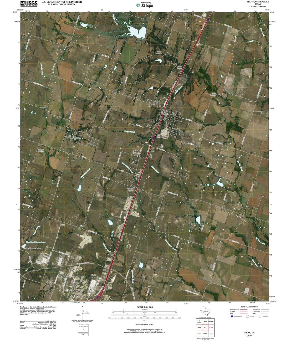 2010 Troy, TX - Texas - USGS Topographic Map