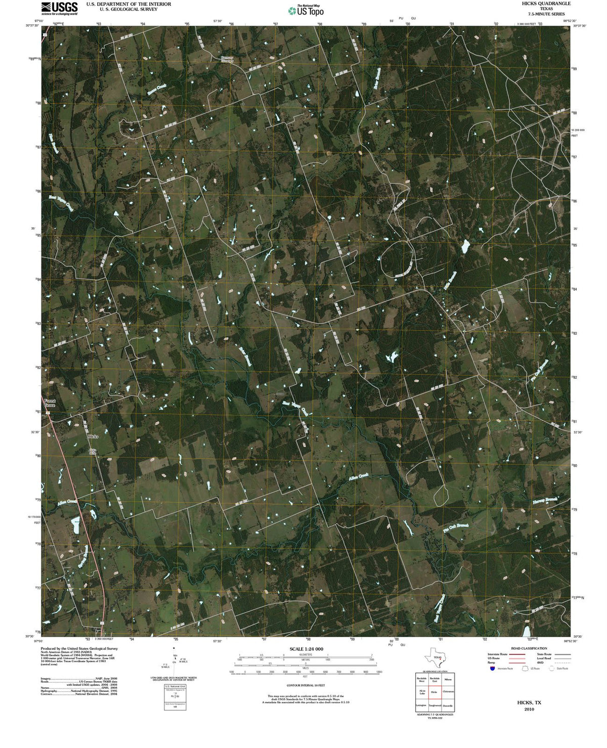 2010 Hicks, TX - Texas - USGS Topographic Map